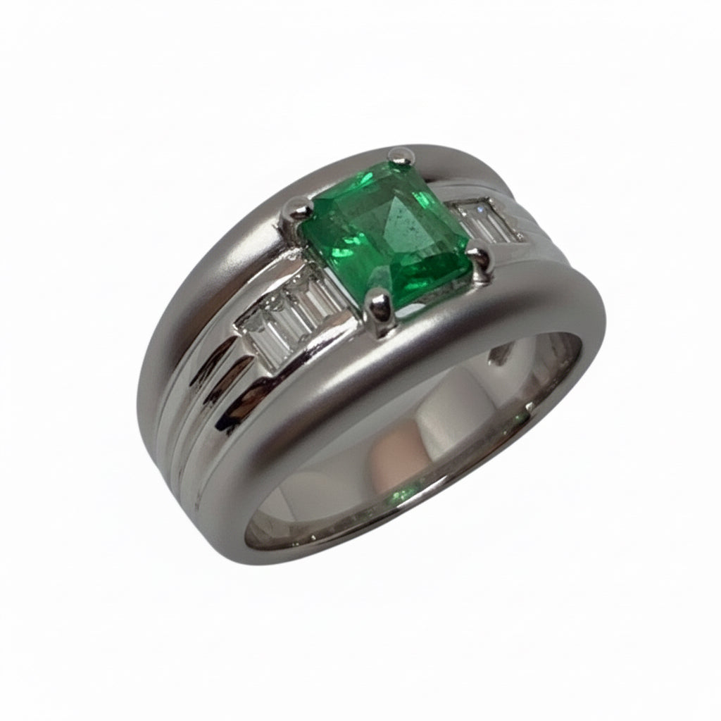 Anello smeraldo con tepys oro 18k — Collezione Palpiti — Arigiò, gioielli artigianali italiani
