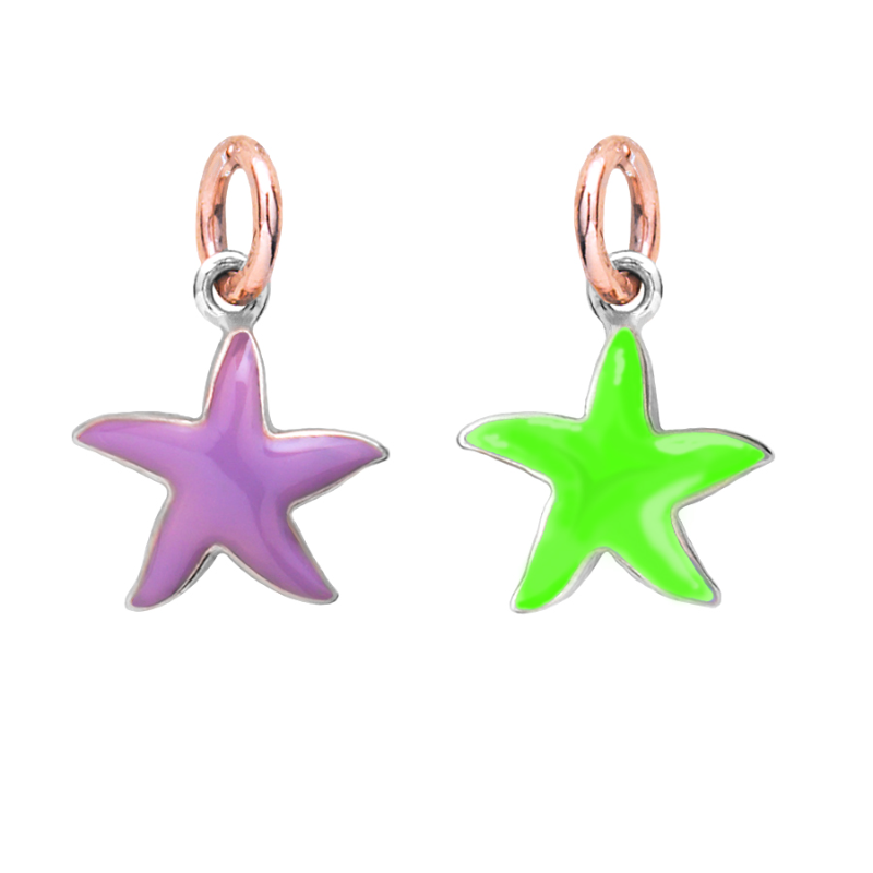 Stellina in argento o oro o in argento oro e smalti.