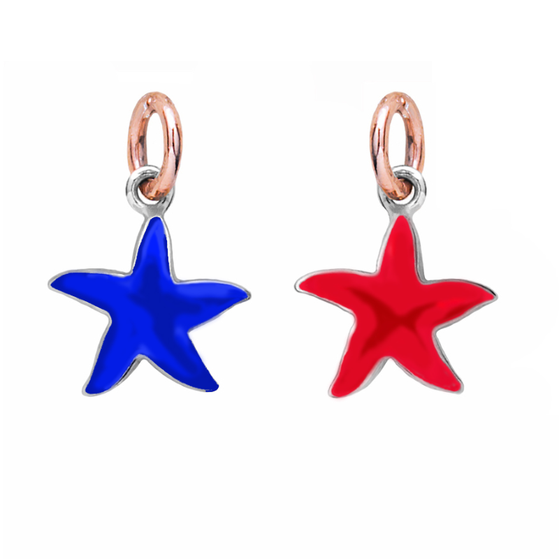 Stellina in argento o oro o in argento oro e smalti.